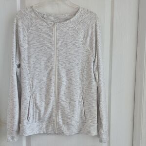 Adrienne Vittadini Light Gray Zip-Up Sweatshirt